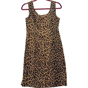David Benjamin Women's 6 Leopard Print Sleeveless Fitted Dress Animal Baddie